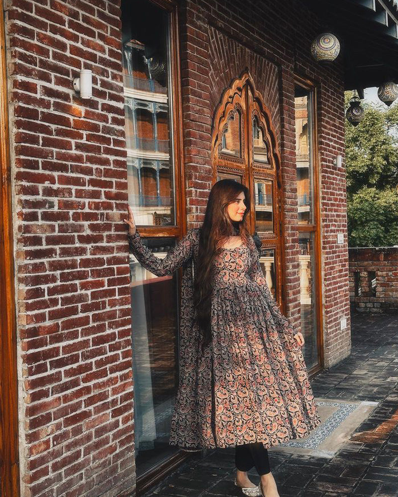 Kajal & Shilpa Chaudhary Sister Black Colour Anarkali Three Piece Suit