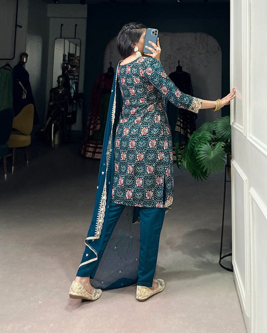 Rama Color Rayon Three Piece Kurti Suit