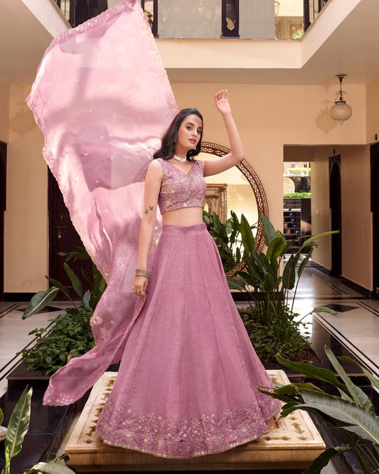 Pink Color New Crush Embroidered Lehenga Choli