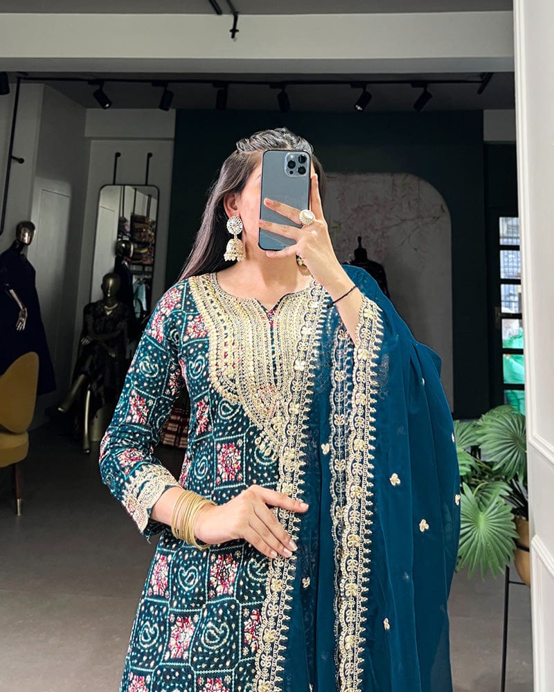 Rama Color Rayon Three Piece Kurti Suit