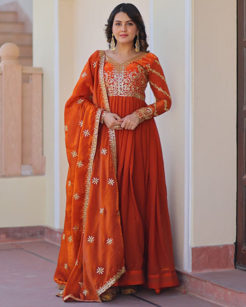 Fenta Color Fendi Embroidered Gown