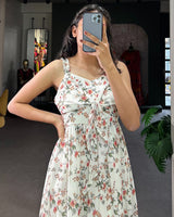 White Color Georgette Printed Long Kurti