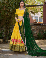 Yellow Color Cotton Silk Designer Lehenga Choli