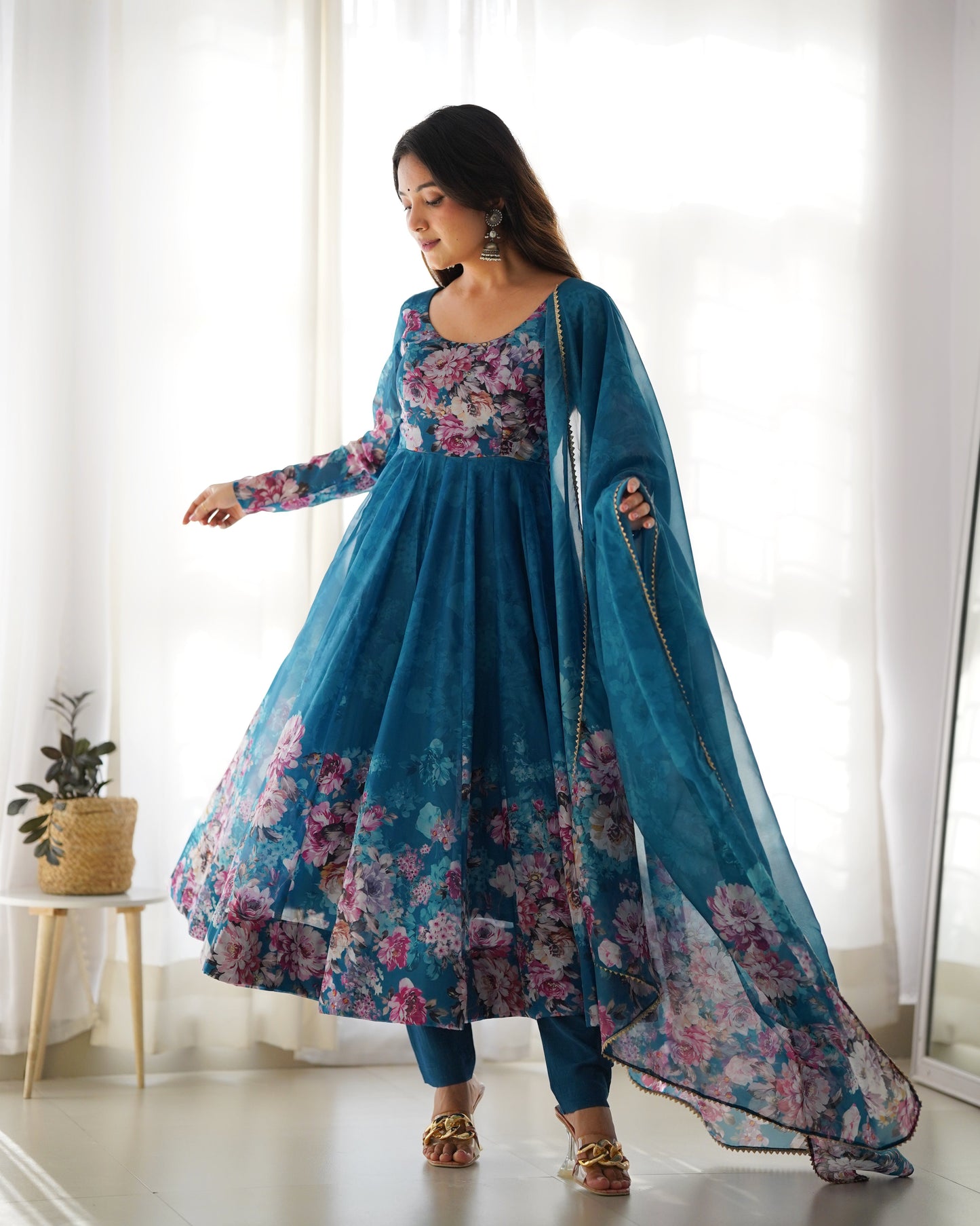Premium Quality Silk Gown Anarkali Suit Set