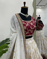 Wedding Special Jacquard and Coding with Sequence Work Lehenga Set