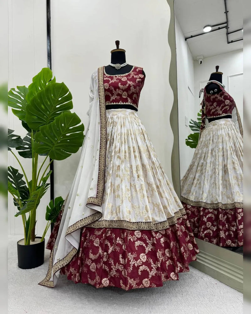 Wedding Special Jacquard and Coding with Sequence Work Lehenga Set