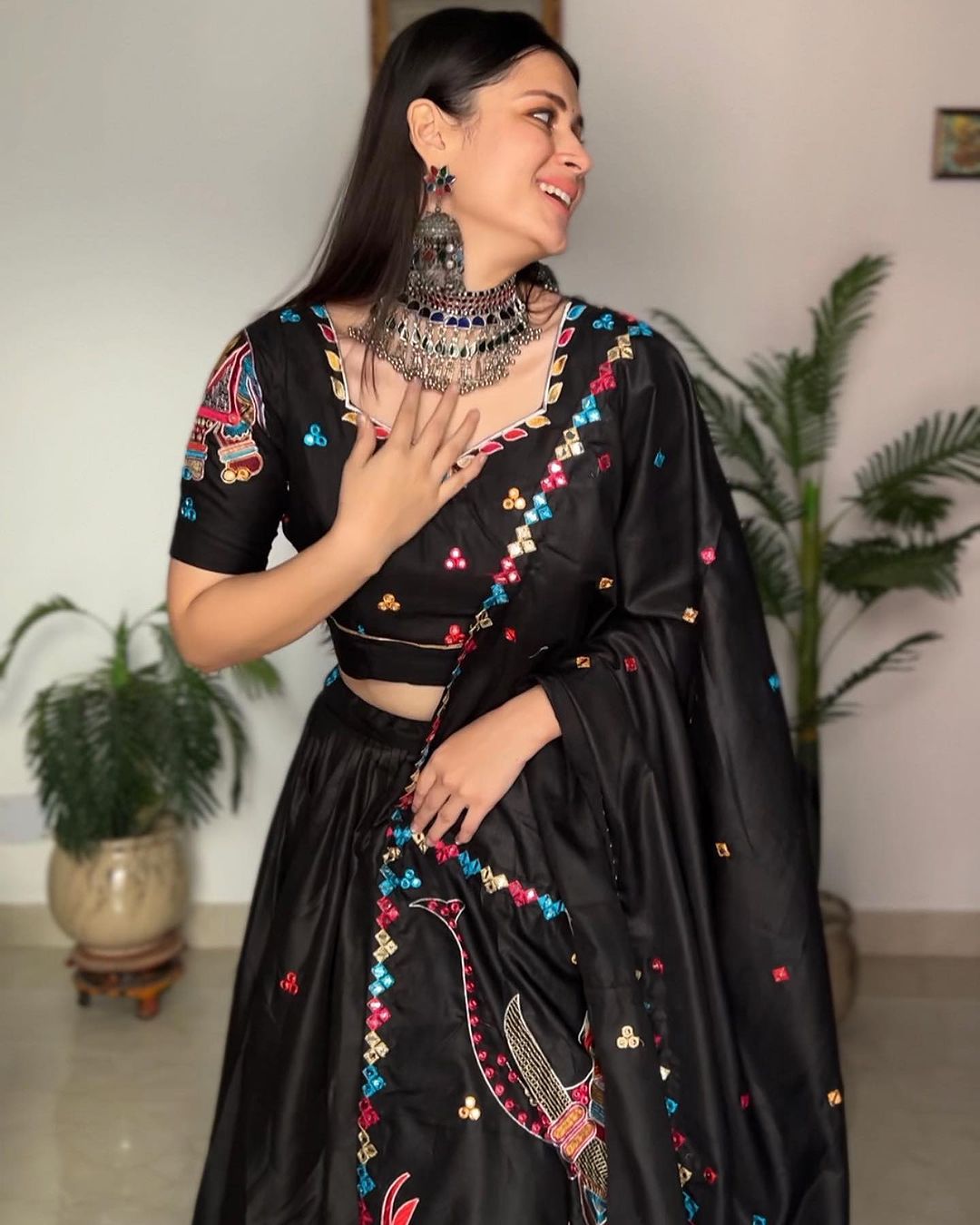 Gunjan Kunwar In Our Navratri Elephant Style Semi Stitched Lehenga Choli