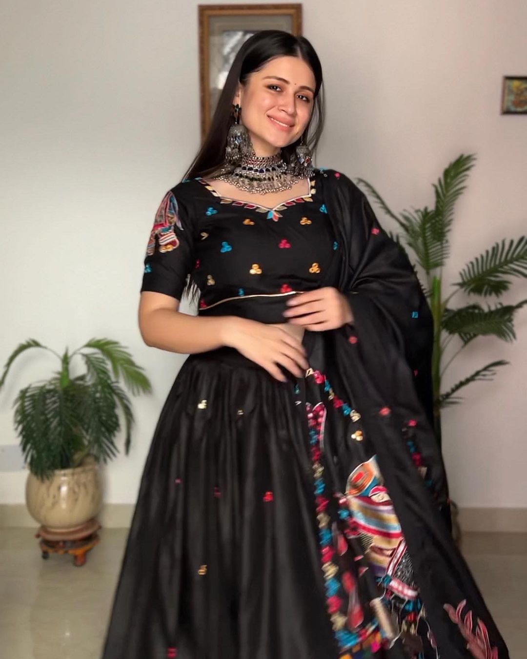 Gunjan Kunwar In Our Navratri Elephant Style Semi Stitched Lehenga Choli