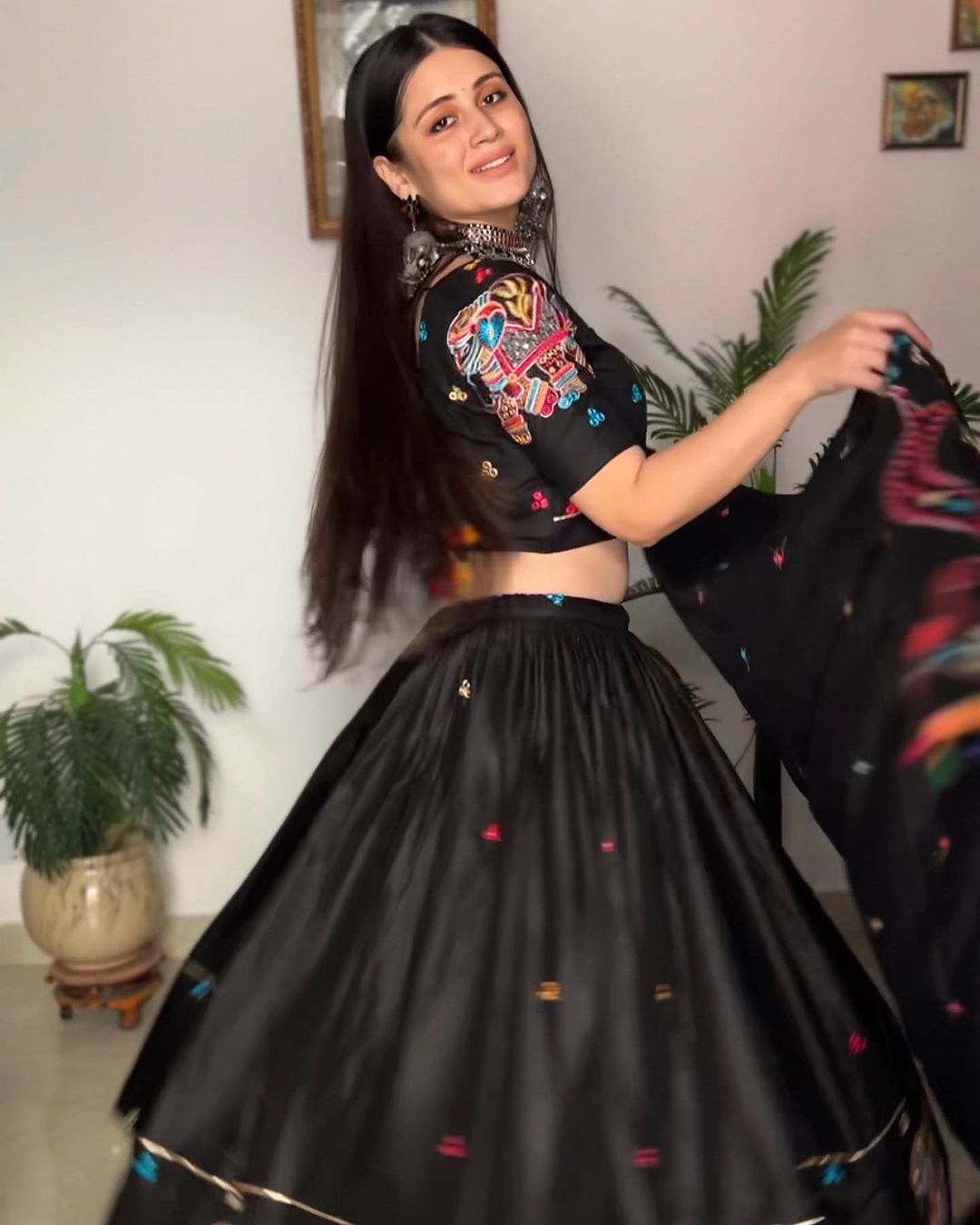 Gunjan Kunwar In Our Navratri Elephant Style Semi Stitched Lehenga Choli