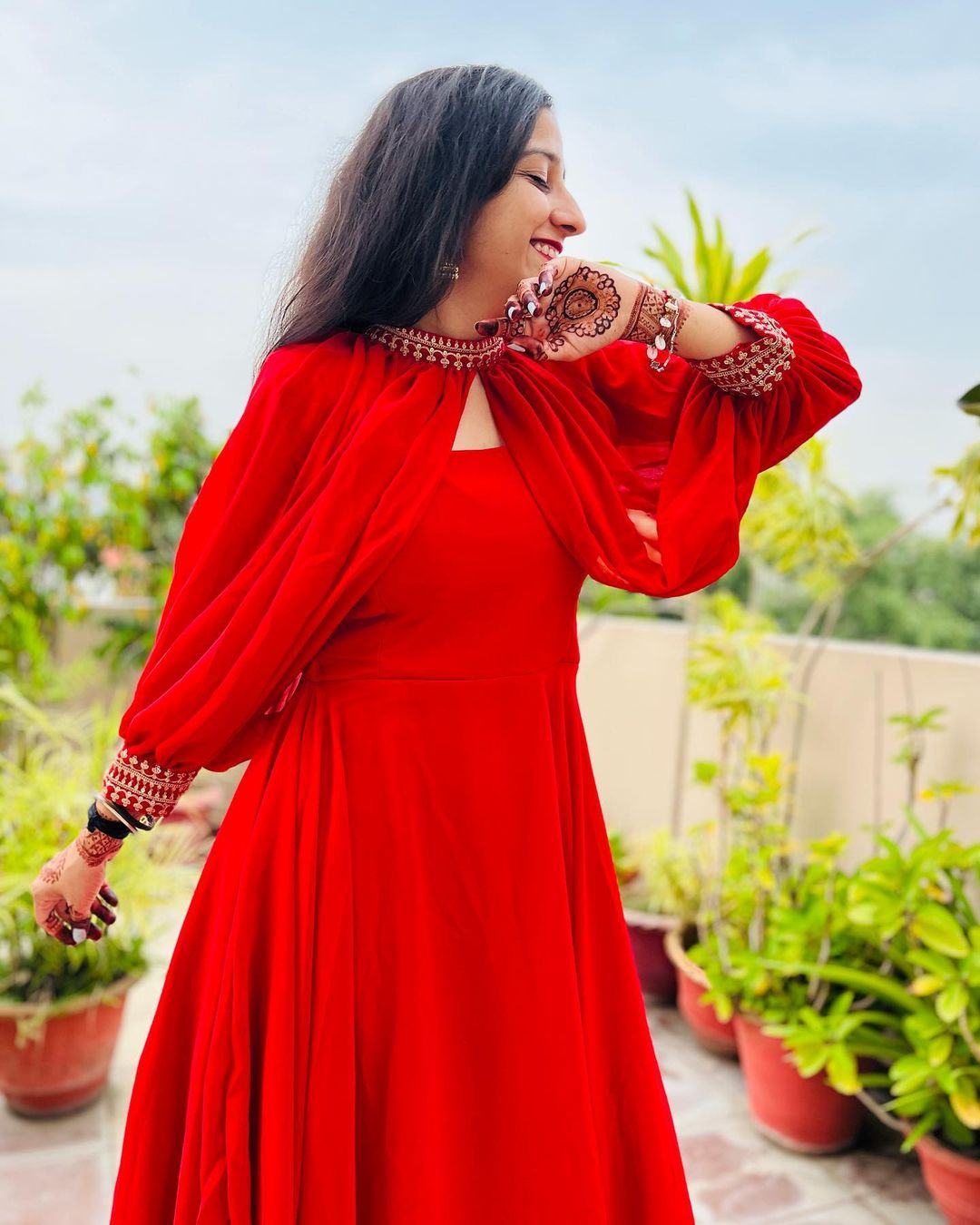 Eureeka & Dhanshree Jangid In Two Color Detachable Sleeve Anarkali Gown