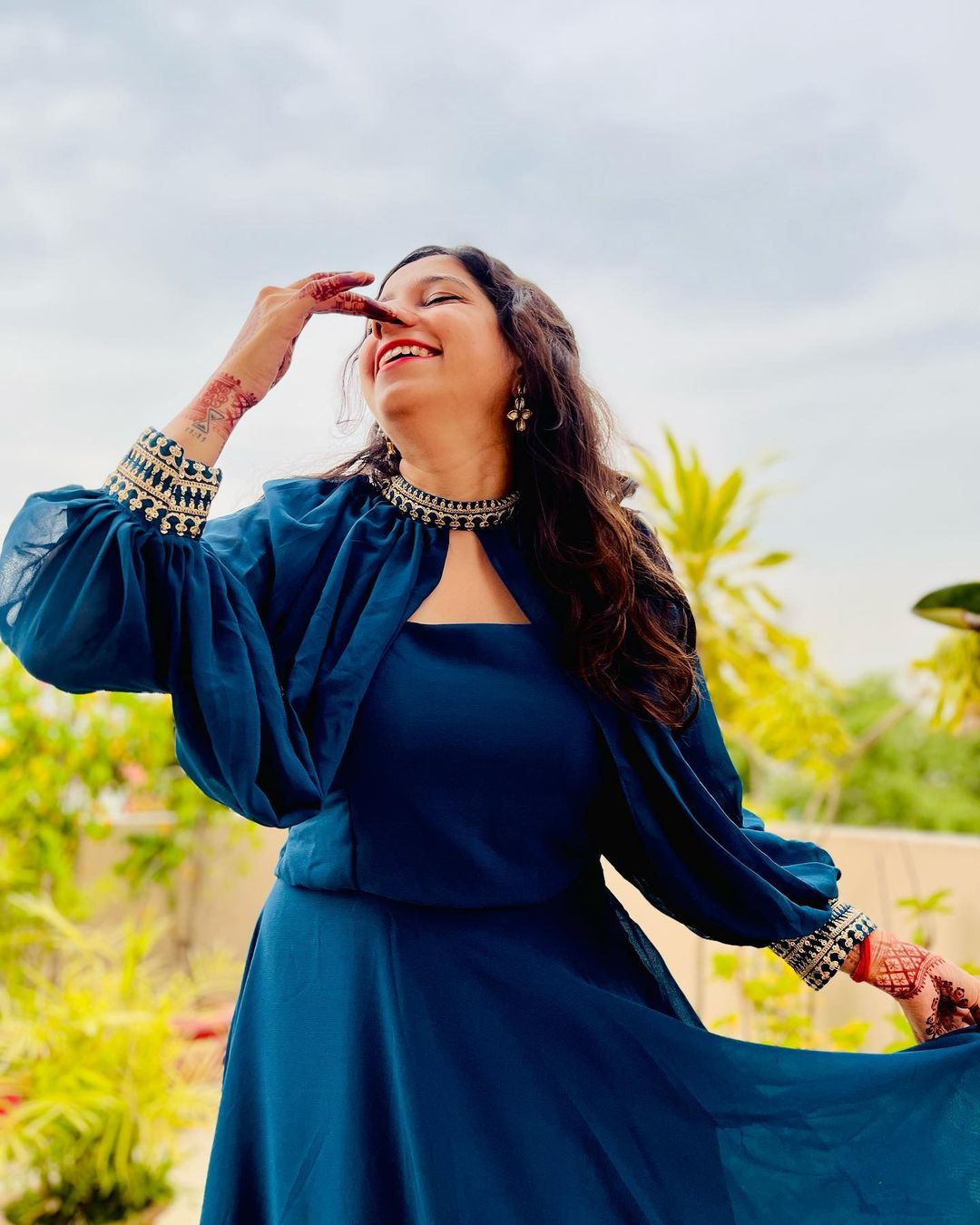 Eureeka & Dhanshree Jangid In Two Color Detachable Sleeve Anarkali Gown