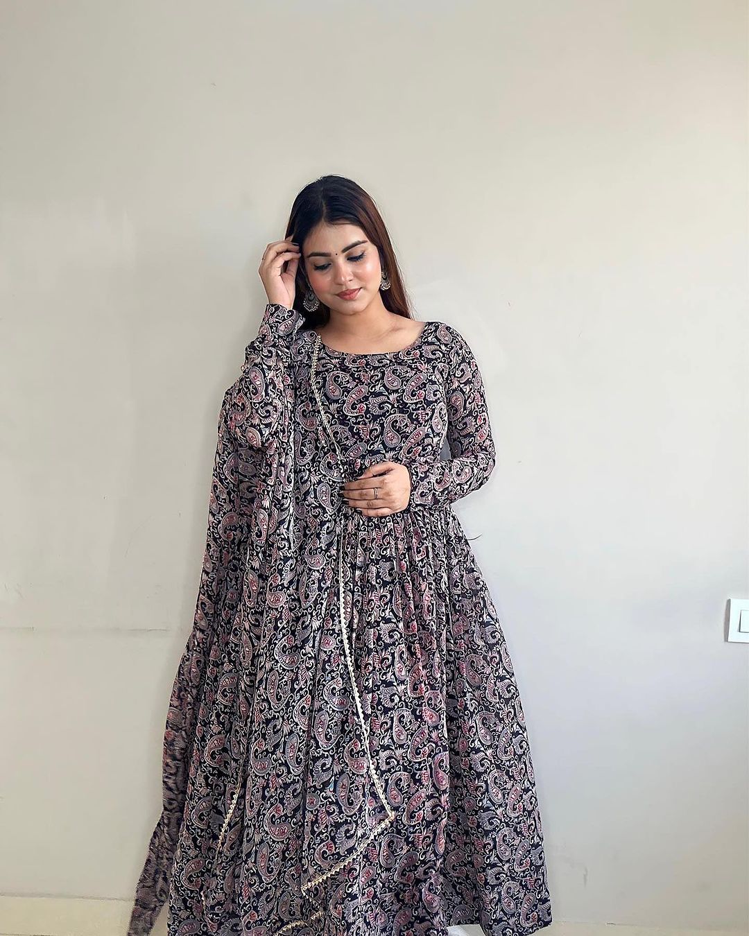 Kanak Mishra Black Colour Anarkali Three Piece Suit