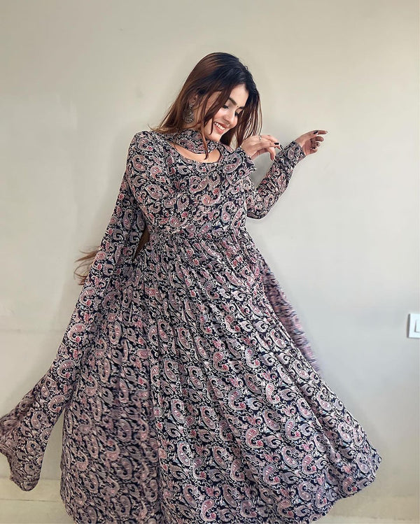 Kanak Mishra Black Colour Anarkali Three Piece Suit