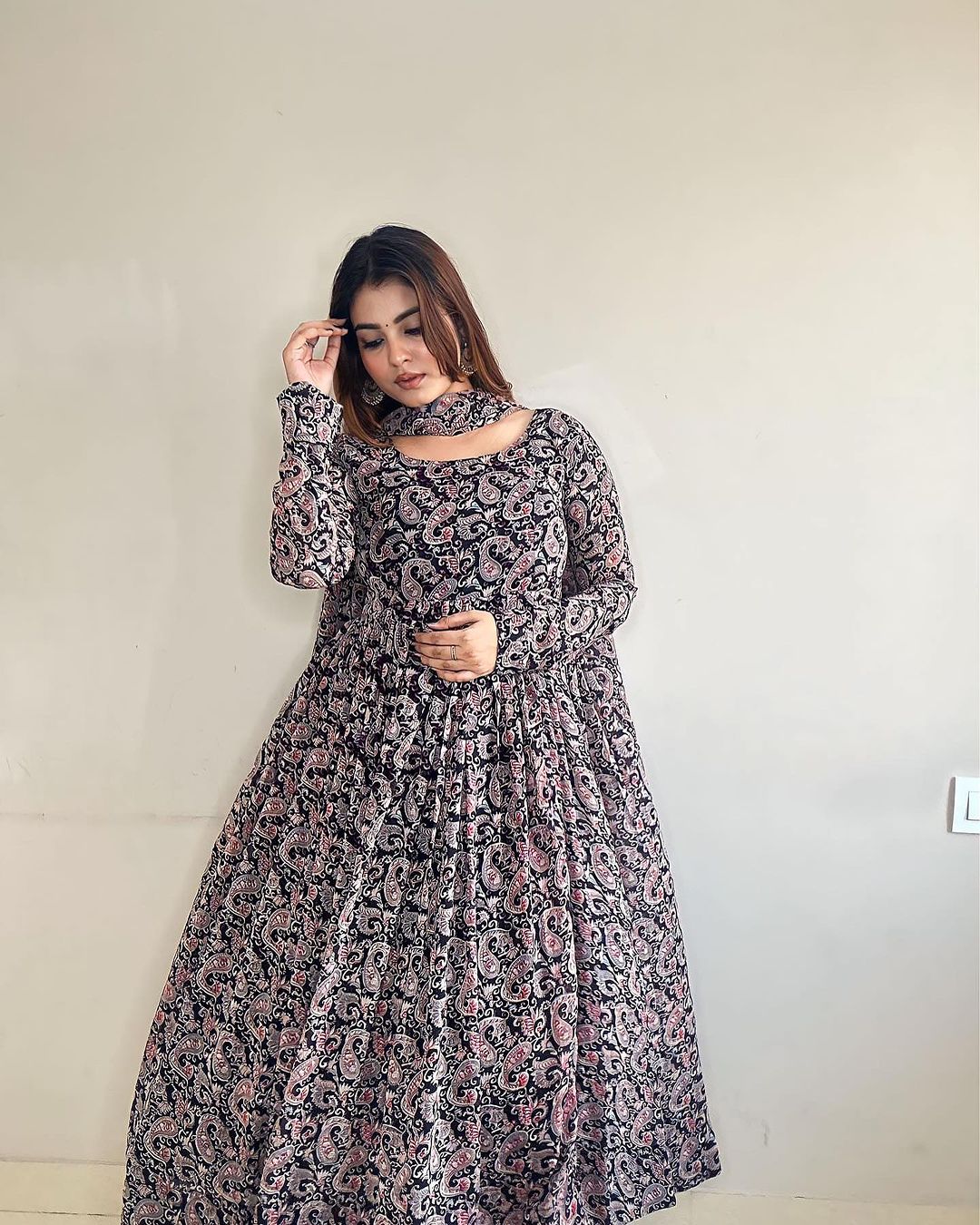 Kanak Mishra Black Colour Anarkali Three Piece Suit