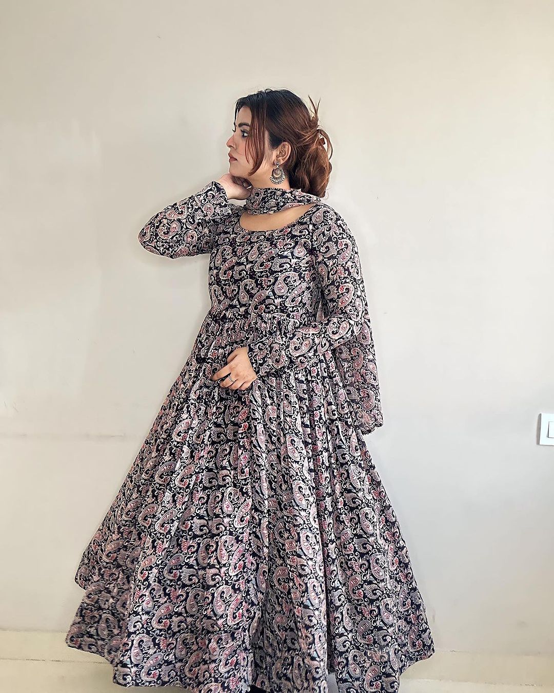 Kanak Mishra Black Colour Anarkali Three Piece Suit