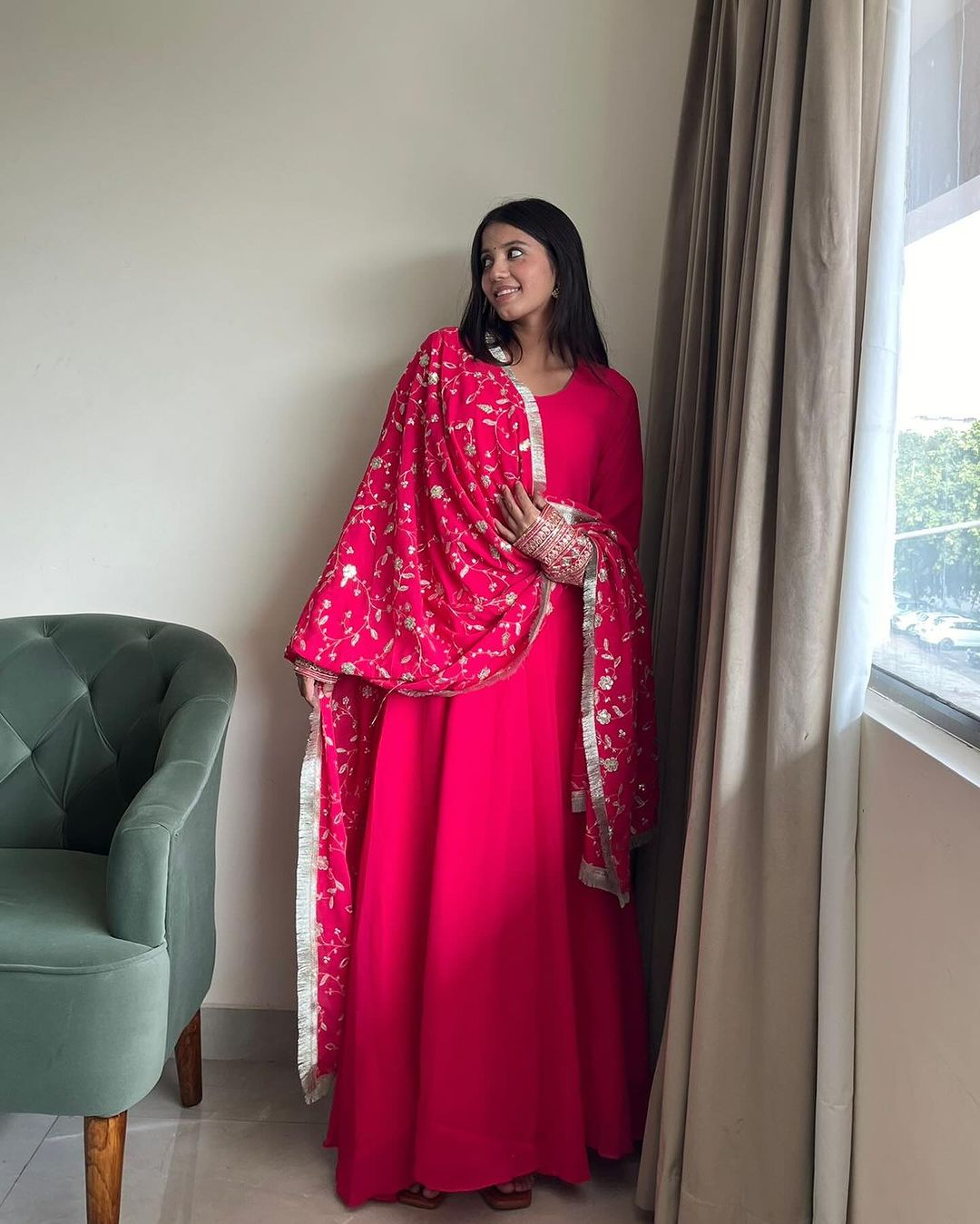 Preeti Negi in Rani Pink Color Soft Georgette With Heavy Embroidery Work Dupatta Anarkali Suit