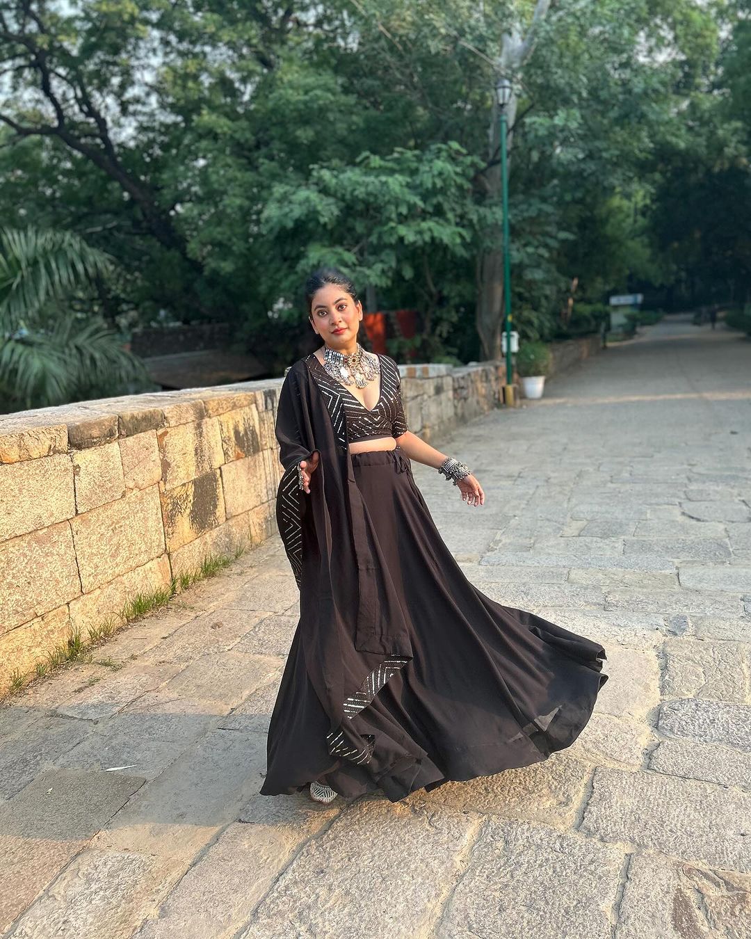 Tinaa in Black Full Flairy Pure Soft Georgette Full Stitched Lehenga Choli