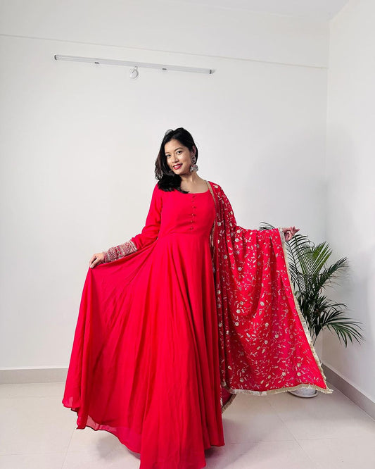 Jelina in Rani Pink Color Soft Georgette With Heavy Embroidery Work Dupatta Anarkali Suit