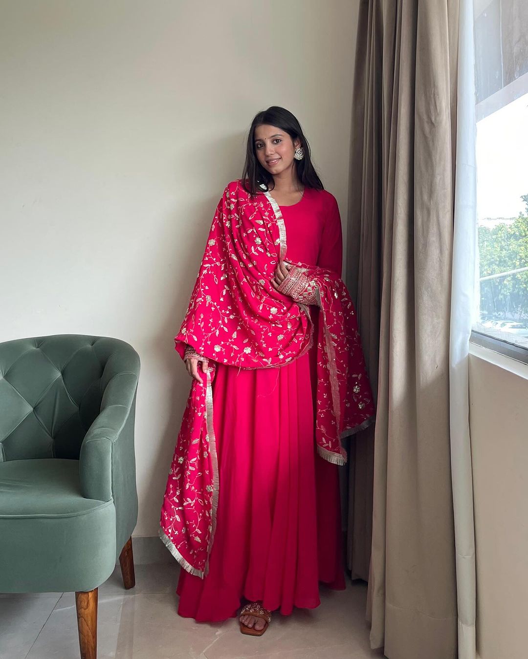 Preeti Negi in Rani Pink Color Soft Georgette With Heavy Embroidery Work Dupatta Anarkali Suit