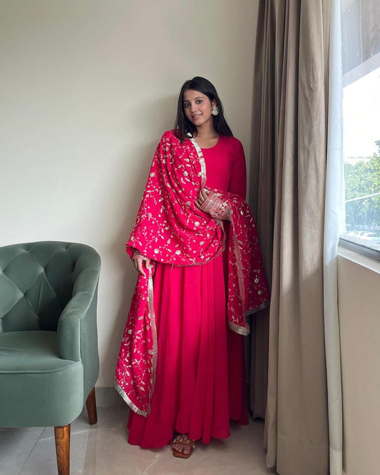 Preeti Negi in Rani Pink Color Soft Georgette With Heavy Embroidery Work Dupatta Anarkali Suit