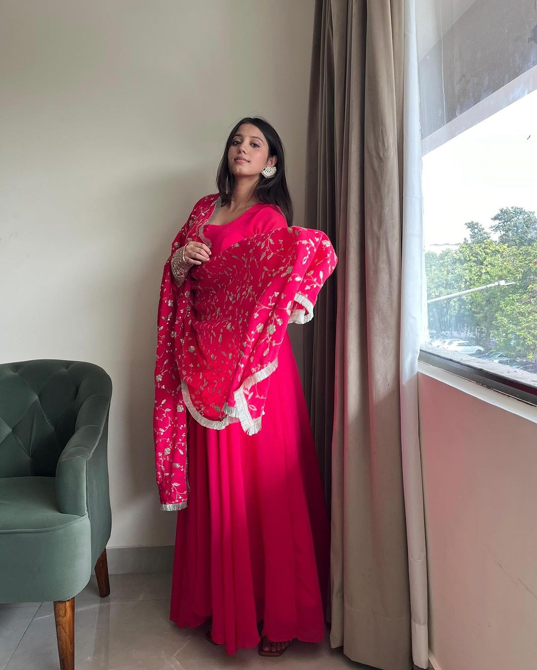 Preeti Negi in Rani Pink Color Soft Georgette With Heavy Embroidery Work Dupatta Anarkali Suit