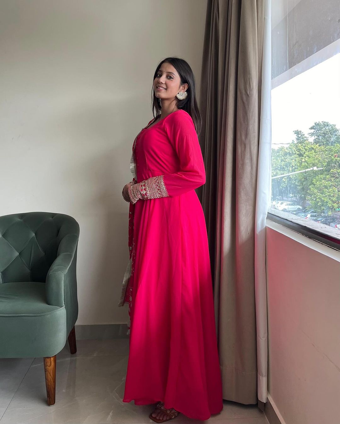 Preeti Negi in Rani Pink Color Soft Georgette With Heavy Embroidery Work Dupatta Anarkali Suit