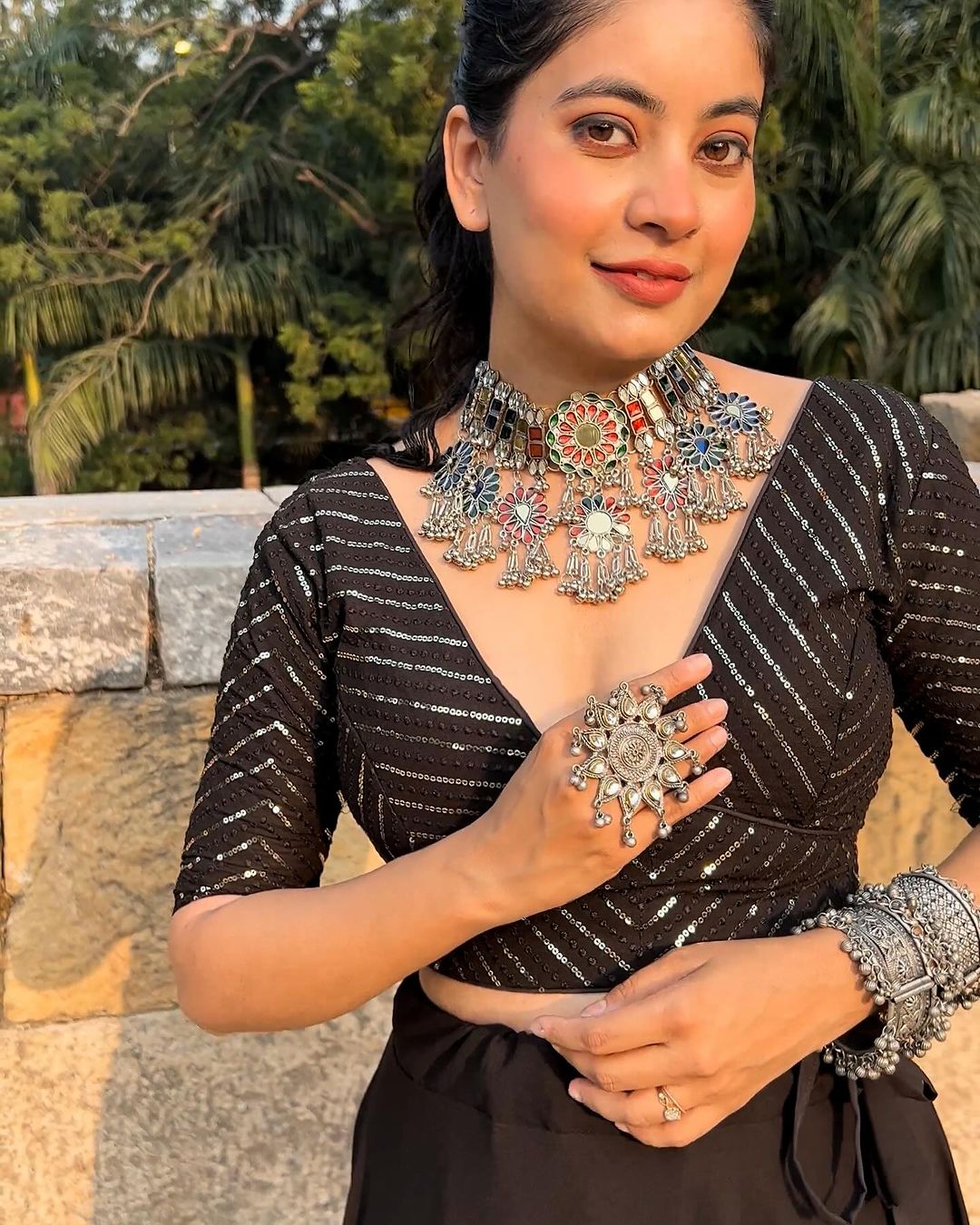 Tinaa in Black Full Flairy Pure Soft Georgette Full Stitched Lehenga Choli