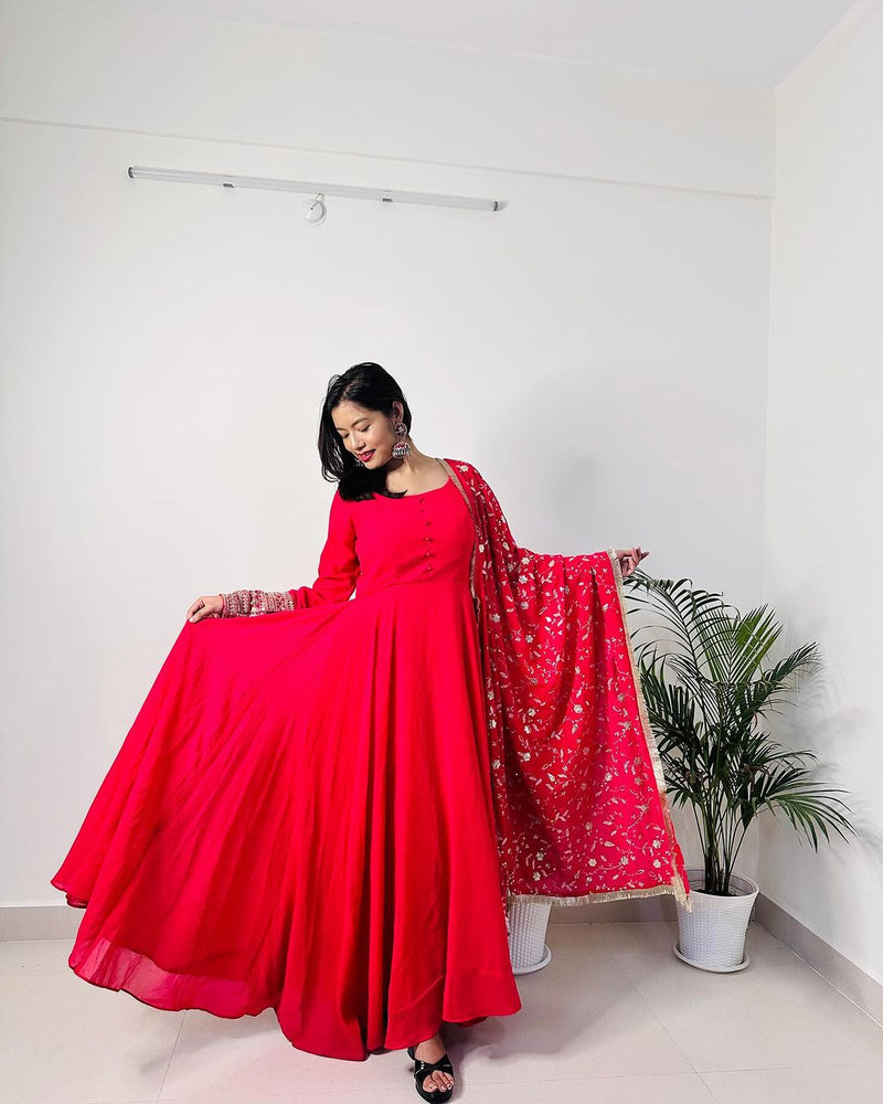 Jelina in Rani Pink Color Soft Georgette With Heavy Embroidery Work Dupatta Anarkali Suit