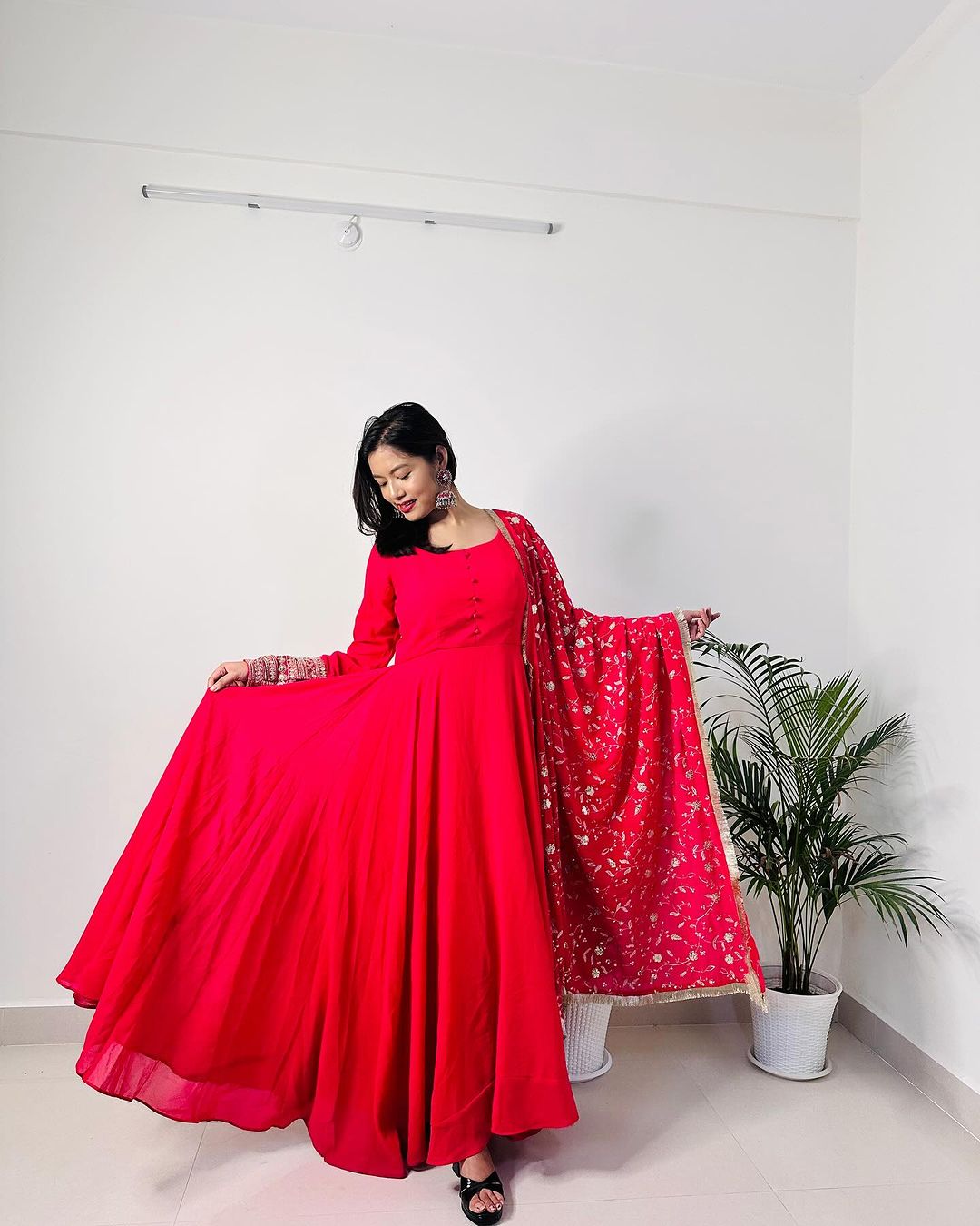 Jelina in Rani Pink Color Soft Georgette With Heavy Embroidery Work Dupatta Anarkali Suit