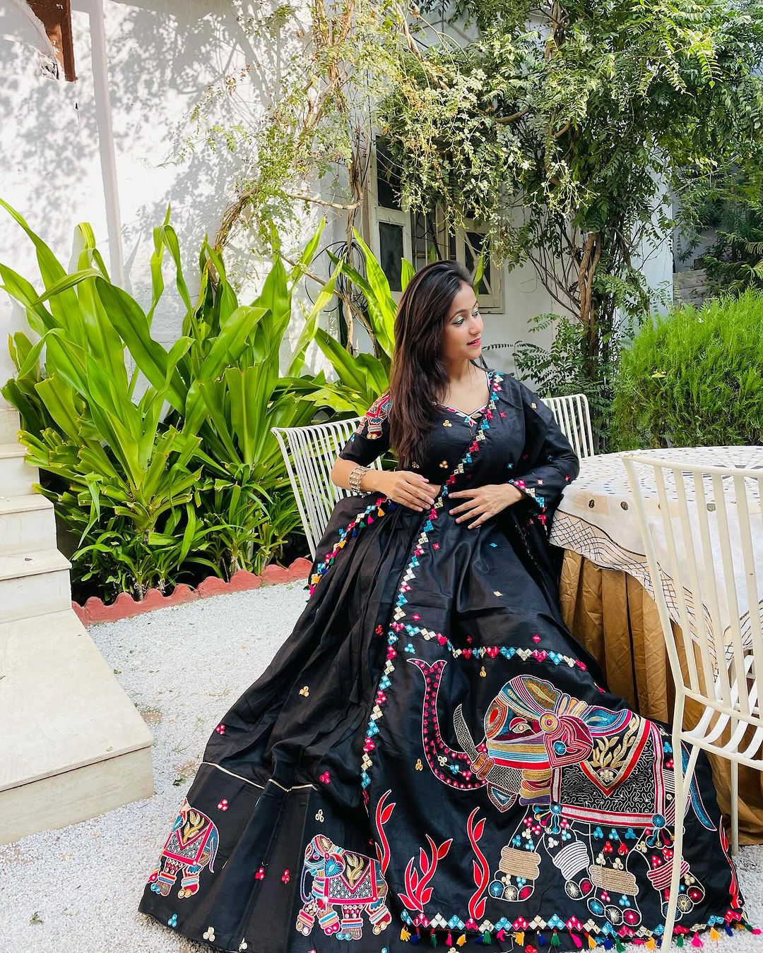 Ishuka.a In Black Colour Navratri Elephant Style Pure Cotton Lehenga Choli