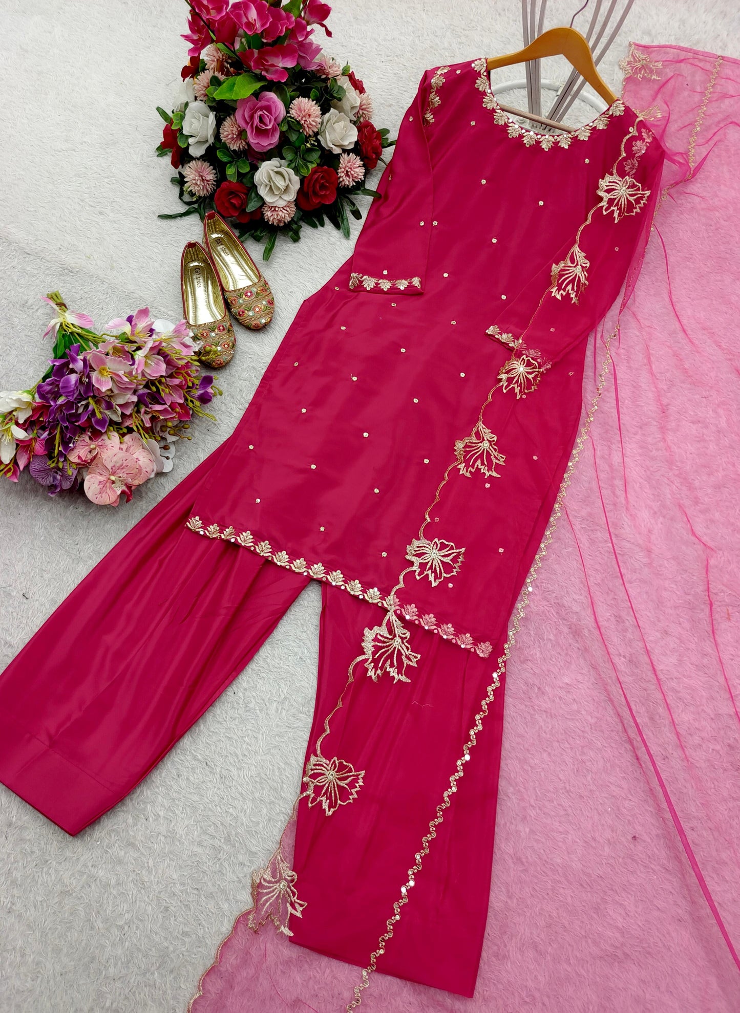 Pink Color Sequence Work Stylish Patiala Suit