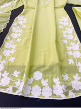 Luxurious Chikankari Embroidered Faux Georgette Top & Pant with dupatta Set