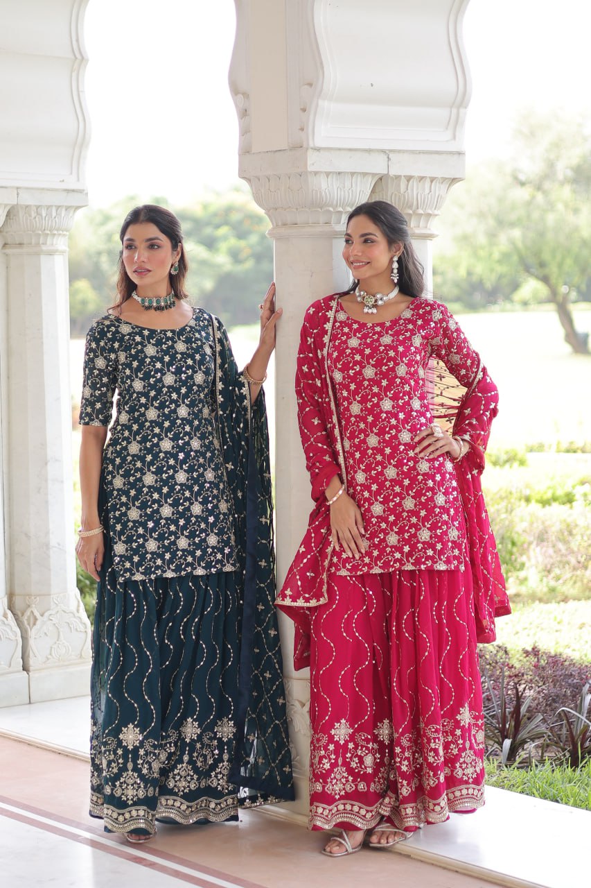 Premium Embroidered Sharara Suit
