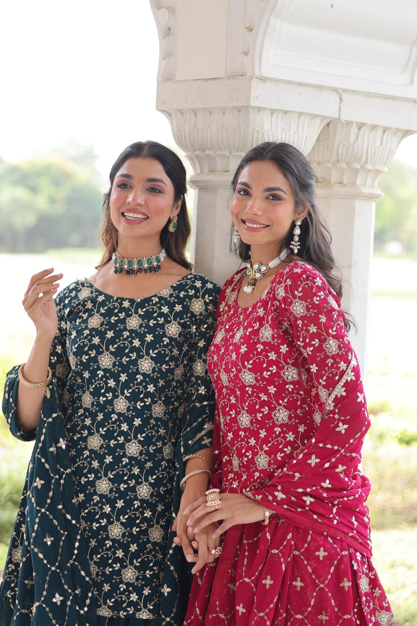 Premium Embroidered Sharara Suit