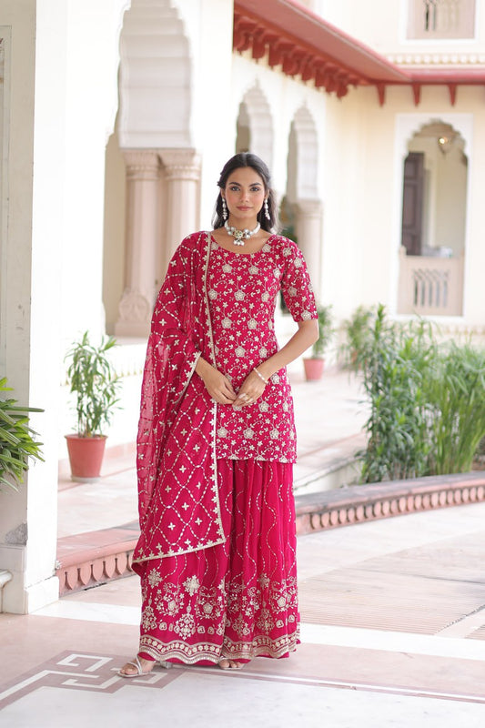 Premium Embroidered Sharara Suit