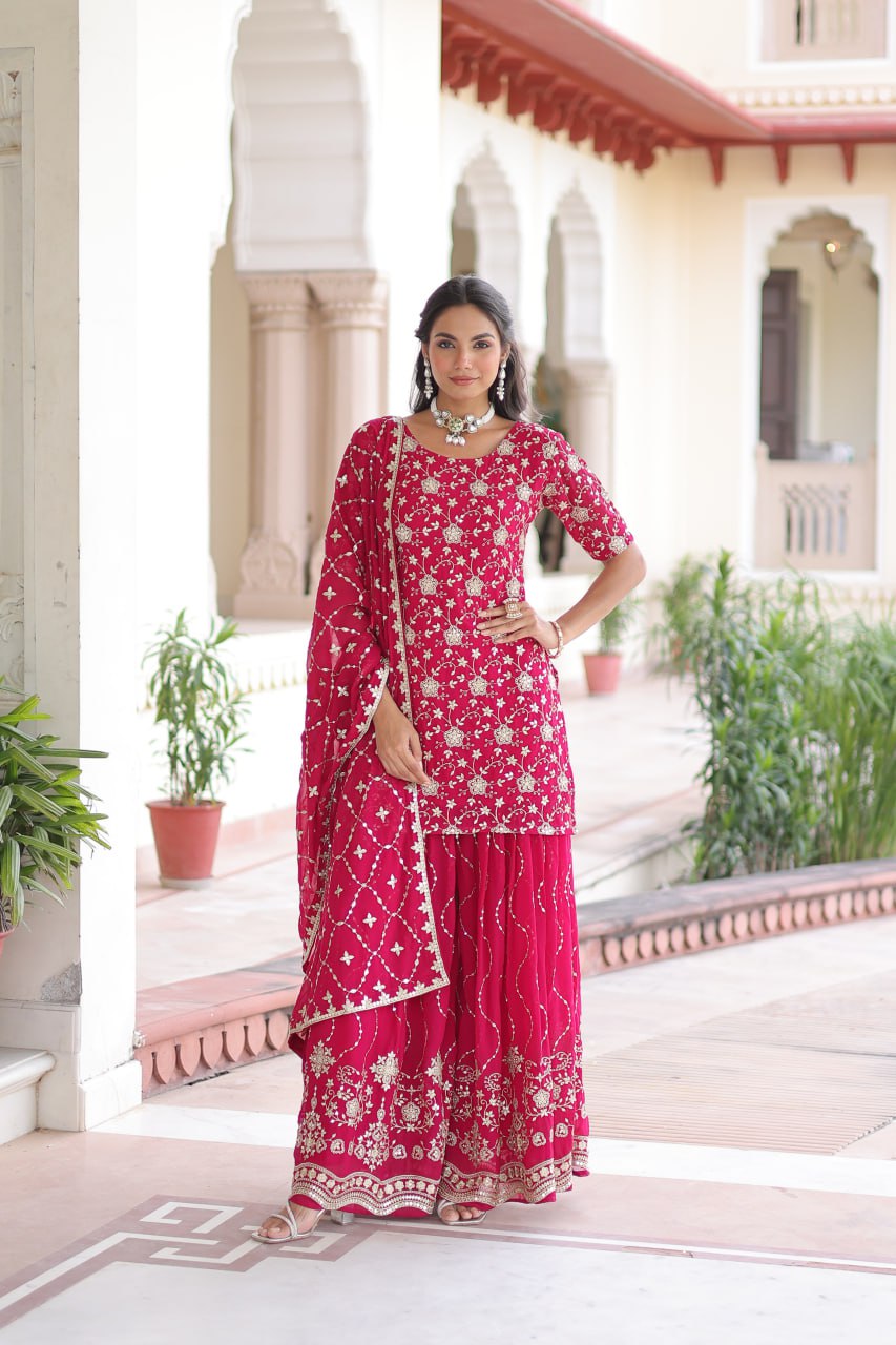 Premium Embroidered Sharara Suit