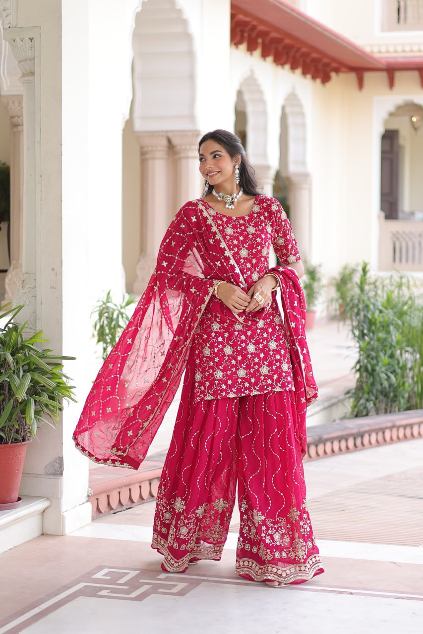 Premium Embroidered Sharara Suit