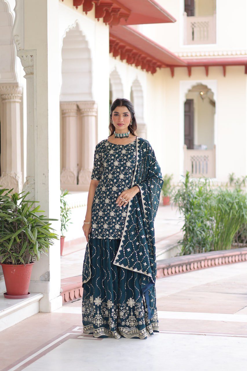 Premium Embroidered Sharara Suit