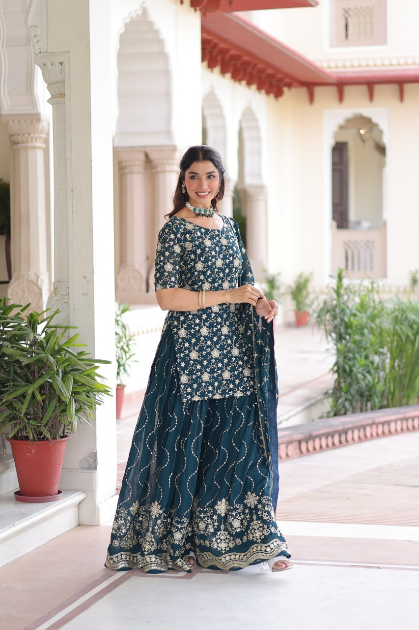 Premium Embroidered Sharara Suit