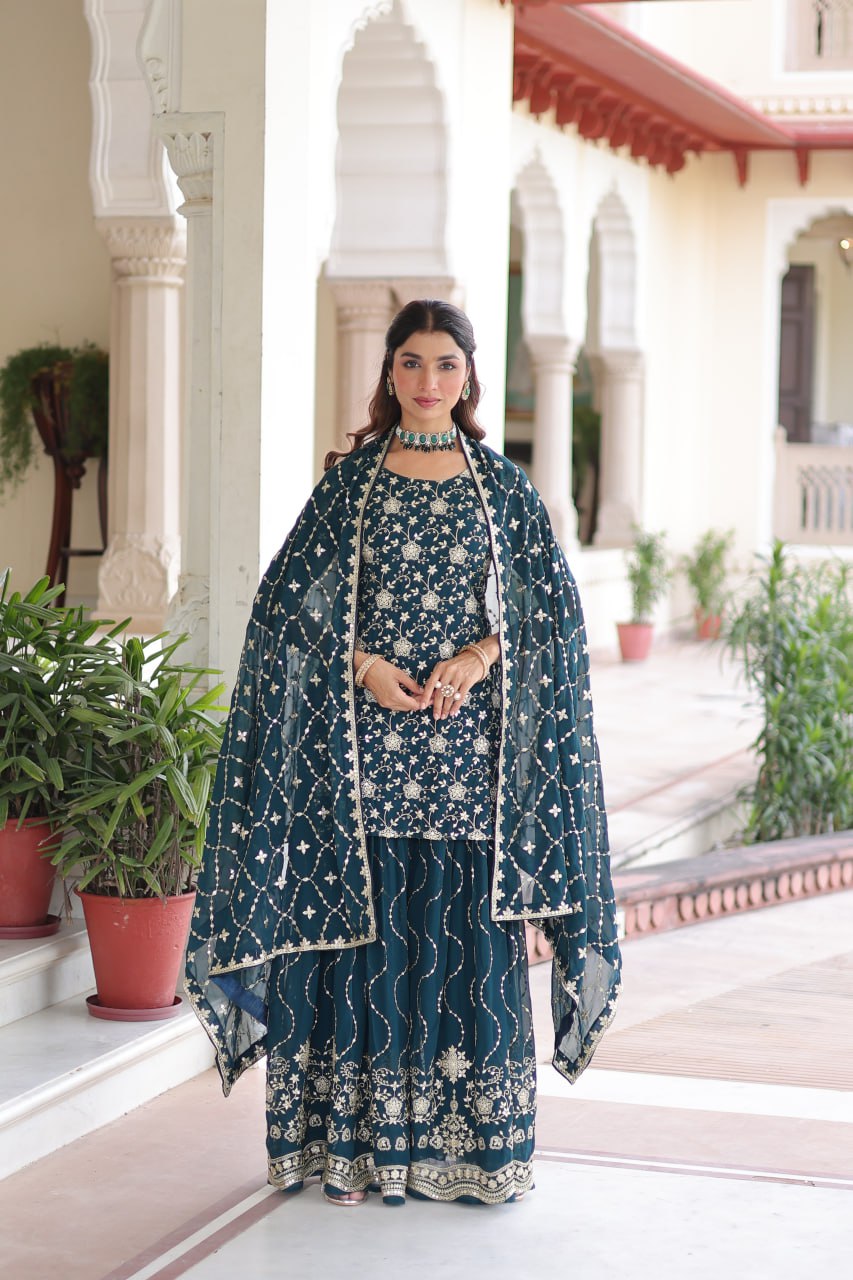 Premium Embroidered Sharara Suit