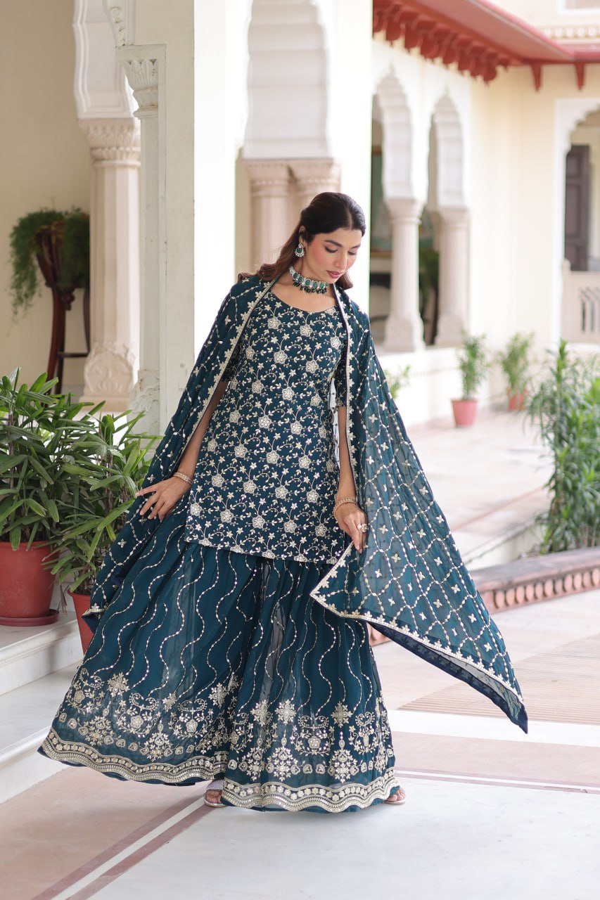 Premium Embroidered Sharara Suit