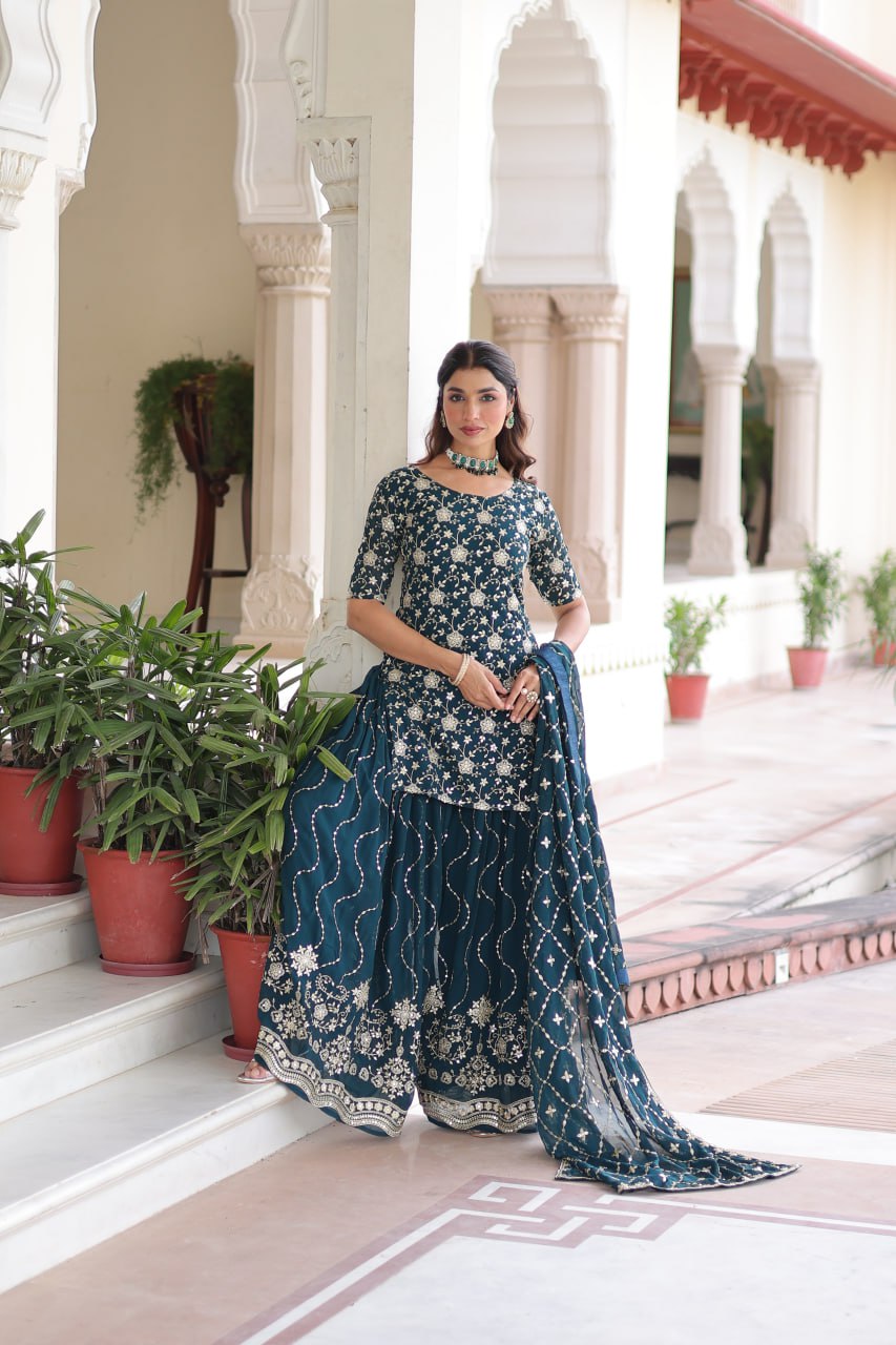 Premium Embroidered Sharara Suit