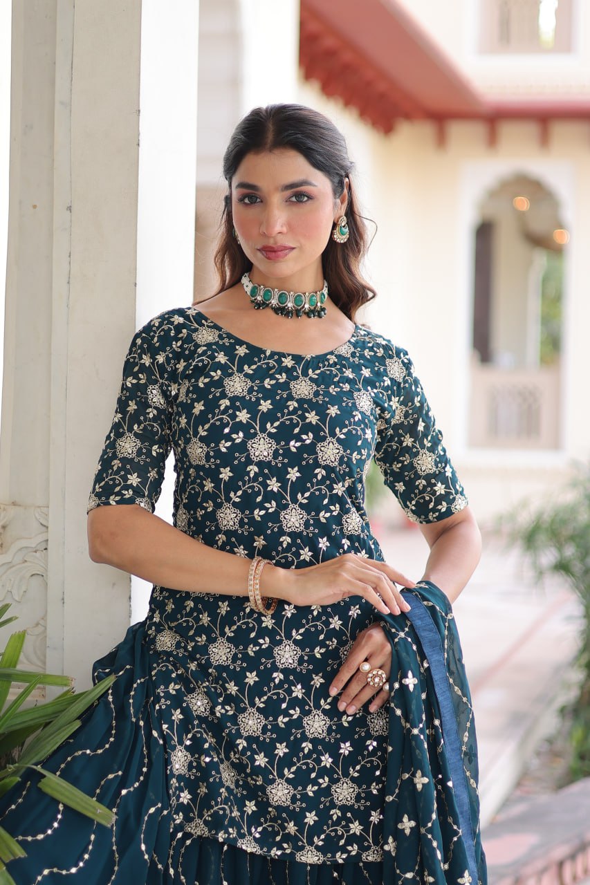 Premium Embroidered Sharara Suit