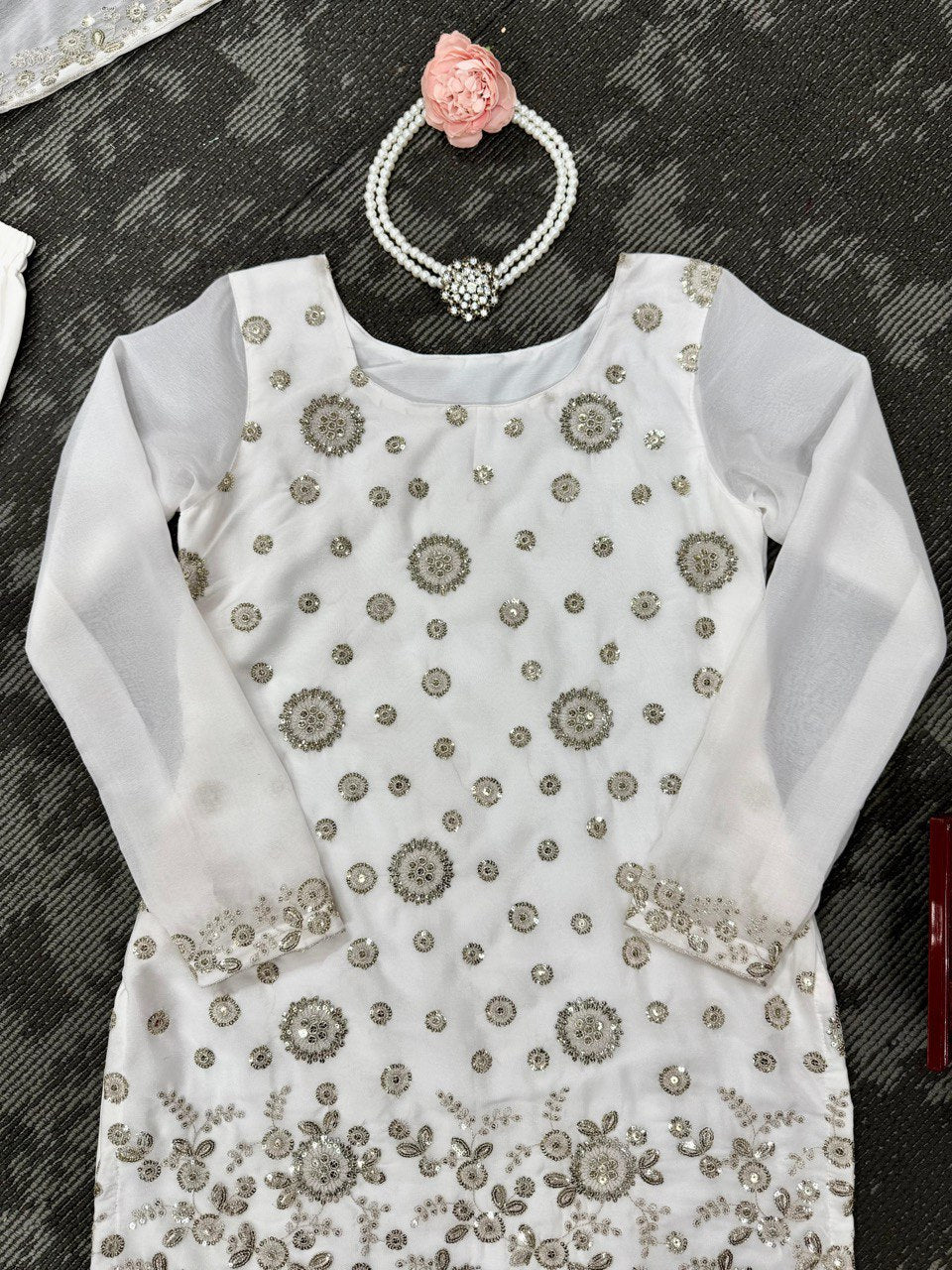 New Design Chinon Silk Thread With Sequence Work Top Sharara