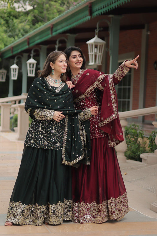 Avni's Designer Readymade Kurti Plazoo Dupatta Set