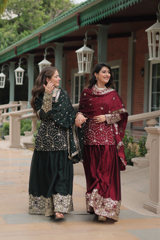 Avni's Designer Readymade Kurti Plazoo Dupatta Set