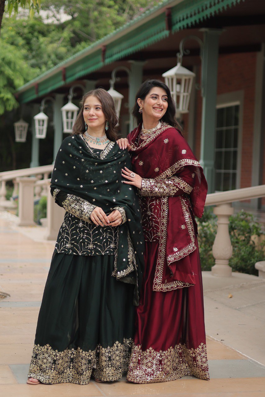 Avni's Designer Readymade Kurti Plazoo Dupatta Set