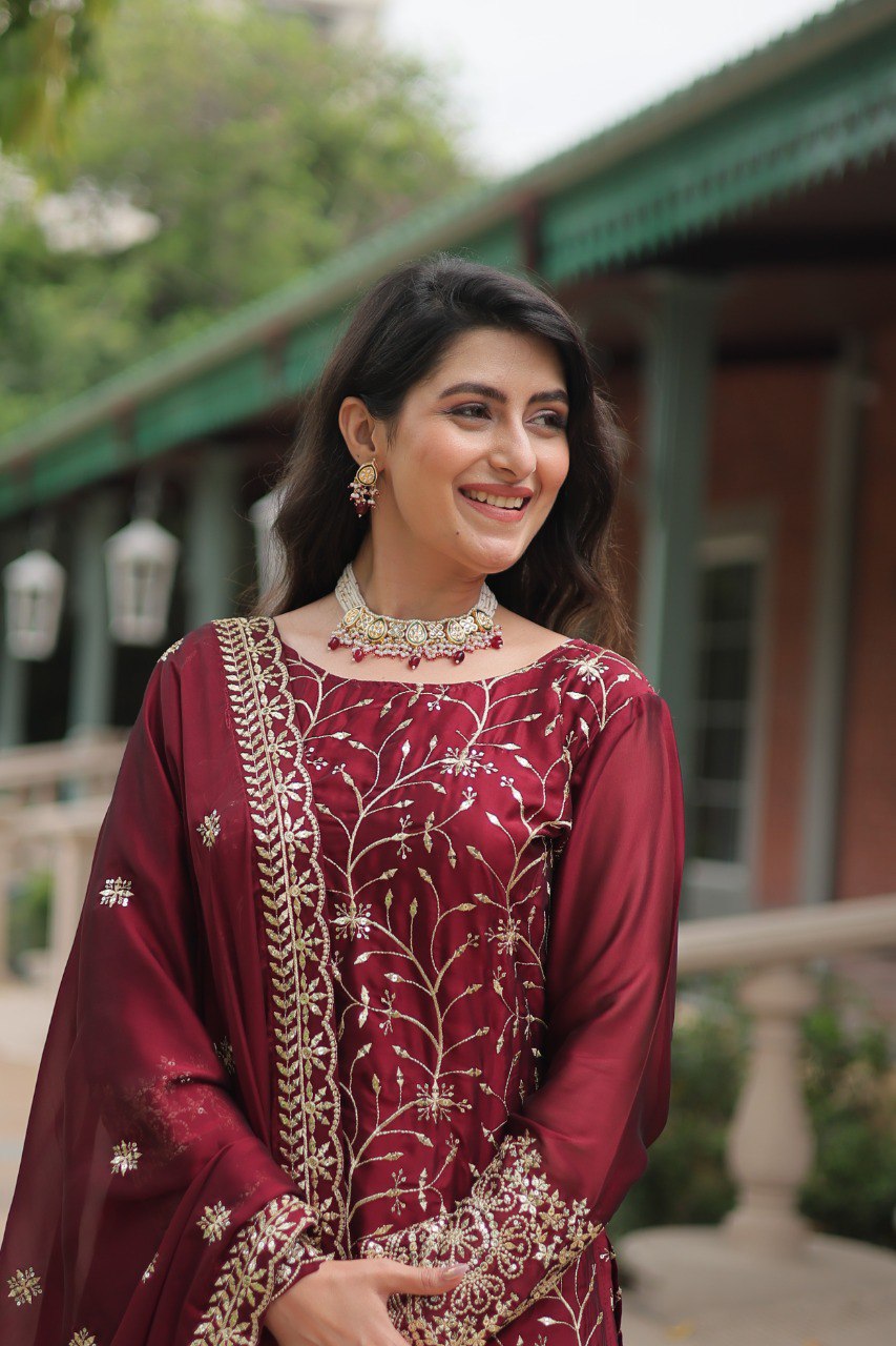 Avni's Designer Readymade Kurti Plazoo Dupatta Set