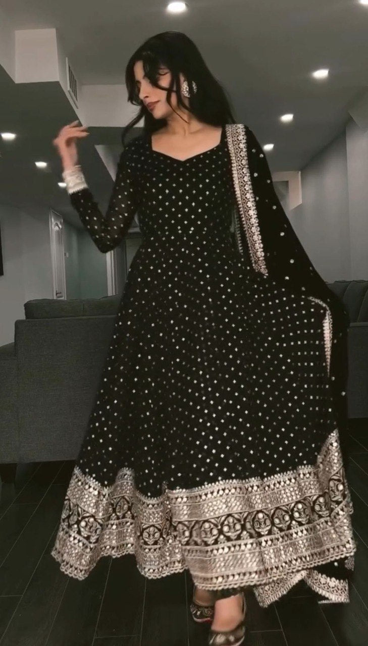 Barkha s Black Coloured Anarkali Suit Set
