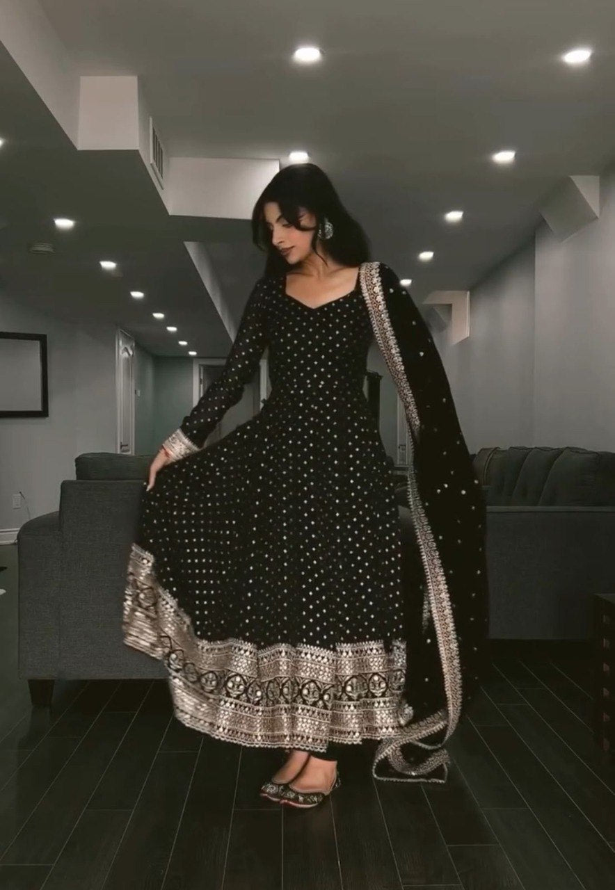 Barkha s Black Coloured Anarkali Suit Set
